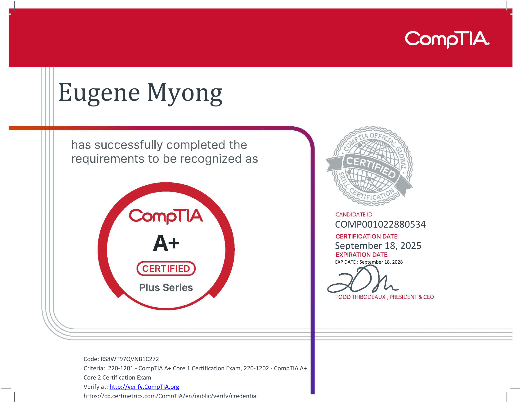 CompTIA A+ Certificate Preview
