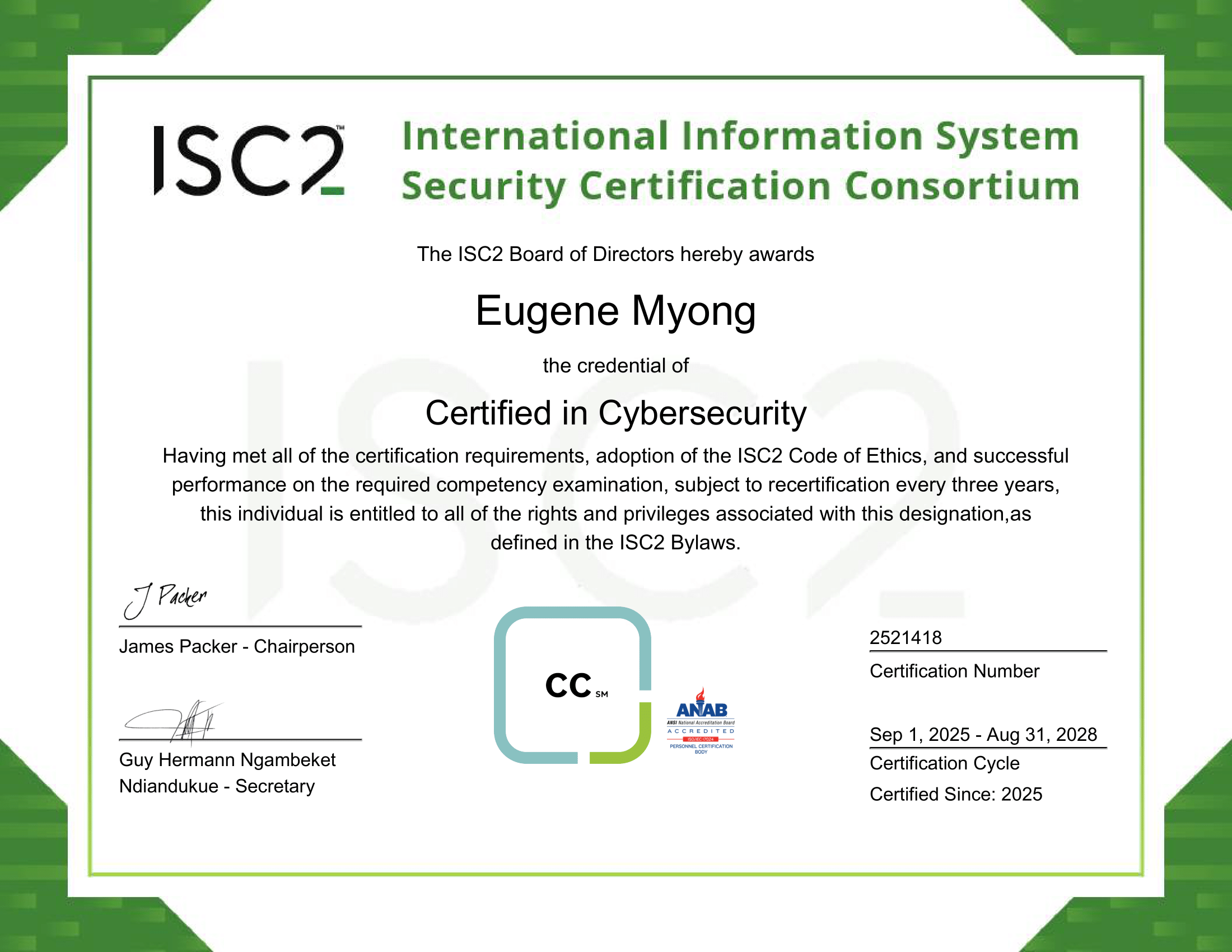 ISC2 Certificate Preview